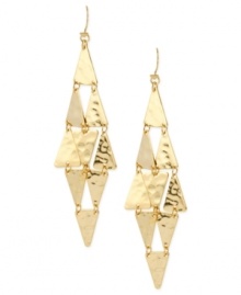 Good things come in threes. Robert Lee Morris' triangle chandelier earrings are crafted from gold-tone mixed metal and shine brightly to light up any affair. Approximate drop: 4-1/10 inches. Good things come in threes. Robert Lee Morris' triangle chandelier earrings are crafted from gold-tone mixed metal and shine brightly to light up any affair. Approximate drop: 4-1/10 inches.