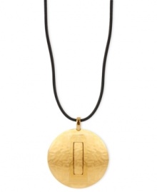 Go for the golden tone with this pendant necklace from Robert Lee Morris. Crafted from gold-tone mixed metal, the pendant centers a leather cord for an award-winning look. Approximate length: 35 inches. Approximate drop: 2-3/4 inches.