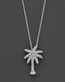 From the Tiny Treasures collection, a diamond palm tree necklace; with signature ruby accent. Designed by Roberto Coin. From the Tiny Treasures collection, a diamond palm tree necklace; with signature ruby accent. Designed by Roberto Coin.