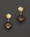 Faceted, cushion-cut smoky quartz, set in 14K yellow gold.