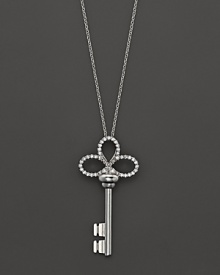 From the Tiny Treasures collection, a diamond accented key necklace with signature ruby accent. Designed by Roberto Coin. From the Tiny Treasures collection, a diamond accented key necklace with signature ruby accent. Designed by Roberto Coin.