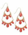 Tropical-chic chandeliers. Lauren by Ralph Lauren's breezy style incorporates rows of teardrop-shaped reconstituted coral. Set in gold tone mixed metal. Approximate drop: 3 inches.