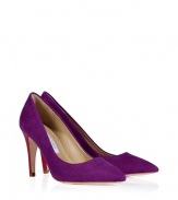 Channel bold eighties-inspired style with these vibrant suede pumps from Diane von Furstenberg- Pointed toe, supple suede upper, contrasting snake-embossed leather mid-length high heel- Style with slim jeans and a silk blouse or a sleek cocktail sheath