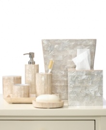 Naturally luxurious. Featuring a sleek, modern design and exquisite mother-of-pearl tiles, the Mother of Pearl soap dish from Roselli Trading Company adorns your bath with quality and sophistication found in the world's poshest hotels. Naturally luxurious. Featuring a sleek, modern design and exquisite mother-of-pearl tiles, the Mother of Pearl soap dish from Roselli Trading Company adorns your bath with quality and sophistication found in the world's poshest hotels.