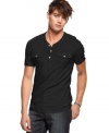 Keep your t-shirt style current with this pocket henley from Kenneth Cole Reaction.