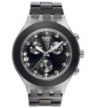 Take on the night with this built-tough black aluminum watch from Swatch's Full-Blooded collection.