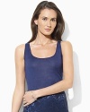 A timeless tank silhouette is knit in ultra-soft silk for a season-spanning layering piece.