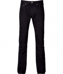 Super stylish cast iron straight leg jeans - These fashionably distressed jeans are a great addition to any closet - On-trend slim cut thats easy to style - Pair with a cashmere pullover, trainers, and a parka for casual cool - Style with a henley, a leather jacket, and motorcycle boots