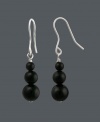 Take your style to a bold, new level. Earrings by Avalonia Road feature three graduated, onyx beads (4-8 mm) that add a hint of drama to any ensemble. Set in sterling silver. Approximate drop: 1-1/2 inches.