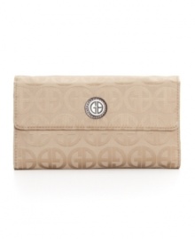 Giani Bernini's logo is woven in jacquard satin on this prettily handy trifold wallet. Giani Bernini's logo is woven in jacquard satin on this prettily handy trifold wallet.