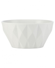A cut above. The Castle Peak fruit bowl presents an ultra-modern take on kate spade new york's signature bow motif featuring bold faceted accents in cream-colored stoneware. A cut above. The Castle Peak fruit bowl presents an ultra-modern take on kate spade new york's signature bow motif featuring bold faceted accents in cream-colored stoneware.