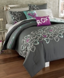 Sweet dreams. This Roxy Heart and Soul decorative pillow provides a vibrant effect with blue and purple hues.