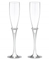 Bands of sparkling rhinestones and silver-plated stems lend modern glamor to Devotion champagne flutes, a beautiful wedding gift from Lenox. Qualifies for Rebate