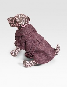 Doggie fashion gets a running start in an adorable herringbone look cut with all those classic trench details you love. Belt included Fully lined 95% polyester/5%wool; hand wash Imported Available sizes include XSmall (2-4 lbs.), Small (4-7½ lbs.), Medium (7½ -8½ lbs.), Large (8½ -12 lbs.), XLarge (12-14lbs.) Doggie fashion gets a running start in an adorable herringbone look cut with all those classic trench details you love. Belt included Fully lined 95% polyester/5%wool; hand wash Imported Available sizes include XSmall (2-4 lbs.), Small (4-7½ lbs.), Medium (7½ -8½ lbs.), Large (8½ -12 lbs.), XLarge (12-14lbs.)