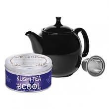 Set comes with a Chantal 30 oz. teapot with stainless steel mesh infuser and one 4.4 oz. tin of premium Be Cool Tea by Kusmi Tea of Paris. Set comes with a Chantal 30 oz. teapot with stainless steel mesh infuser and one 4.4 oz. tin of premium Be Cool Tea by Kusmi Tea of Paris.