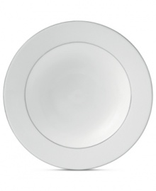 A brighter white. Royal Doulton's Finsbury rim soup bowl embodies chic minimalism, swept with a pretty white-on-white pattern and bands of pewter gray. Versatile bone china proves a smart choice for every day as well as entertaining. A brighter white. Royal Doulton's Finsbury rim soup bowl embodies chic minimalism, swept with a pretty white-on-white pattern and bands of pewter gray. Versatile bone china proves a smart choice for every day as well as entertaining.