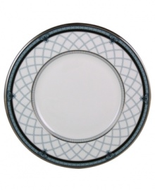 Set the table with English country charm with the Countess Collection form Royal Doulton. A charming lattice design is accented by cobalt and silver bands as well as delicate paisley flowers. Salad plate shown center. Set the table with English country charm with the Countess Collection form Royal Doulton. A charming lattice design is accented by cobalt and silver bands as well as delicate paisley flowers. Salad plate shown center.