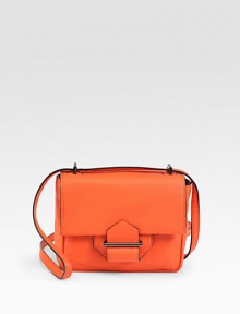 Soft pebble-grain deer skin leather crafted in a demure flap-front satchel.Adjustable shoulder strap, 13½-25 dropMagnetic snap flap closureOne outside open pocketOne inside zip pocketCotton lining7W X 5½H X 2DImported Soft pebble-grain deer skin leather crafted in a demure flap-front satchel.Adjustable shoulder strap, 13½-25 dropMagnetic snap flap closureOne outside open pocketOne inside zip pocketCotton lining7W X 5½H X 2DImported