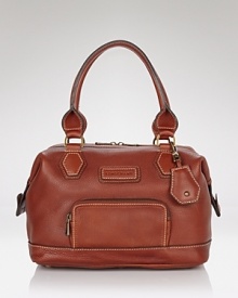 Let Longchamp's classically styled leather satchel lend your look timeless appeal. In a rich cognac leather, this bag makes a chic partner for equestrian boots and chunky knits. Let Longchamp's classically styled leather satchel lend your look timeless appeal. In a rich cognac leather, this bag makes a chic partner for equestrian boots and chunky knits.