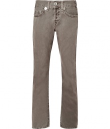 A fresh take on an everyday favorite, these grey-brown jeans from True Religion are a new wardrobe must-have - Feature classic five-pocket design with distinct logo stitching, belt loops, bold rivets, and a slim, straight leg cut - Wear with worn tees, thin cashmere pullovers and retro-inspired sneakers, or a button-down, blazer and favorite lace-ups A fresh take on an everyday favorite, these grey-brown jeans from True Religion are a new wardrobe must-have - Feature classic five-pocket design with distinct logo stitching, belt loops, bold rivets, and a slim, straight leg cut - Wear with worn tees, thin cashmere pullovers and retro-inspired sneakers, or a button-down, blazer and favorite lace-ups