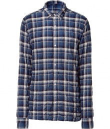 Stylish petrol plaid long sleeve shirt - This urban-meets-rugged cotton and polyester blend shirt is perfect for fall - Try this with an of-the-moment retro wool coat and dark blue jeans - Style with relaxed fit jeans and brogues for classic cool Stylish petrol plaid long sleeve shirt - This urban-meets-rugged cotton and polyester blend shirt is perfect for fall - Try this with an of-the-moment retro wool coat and dark blue jeans - Style with relaxed fit jeans and brogues for classic cool