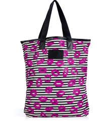 Work a fun print into busy days with Marc by Marc Jacobs stripey lip print shopper - Double top handles, logo plaque, inside back wall slot pocket with Velcro closure - Perfect for running errands or giving as a holiday gift Work a fun print into busy days with Marc by Marc Jacobs stripey lip print shopper - Double top handles, logo plaque, inside back wall slot pocket with Velcro closure - Perfect for running errands or giving as a holiday gift