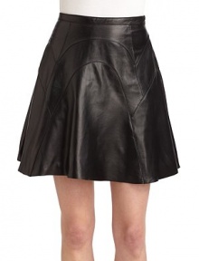 THE LOOKTonal seamsGentle pleatingThin waistbandRaw hemConcealed side zipper with hook-and-eye closureTHE FITAbout 18 from waist to hemTHE MATERIALLeatherFully linedCARE & ORIGINClean by leather specialistImportedModel shown is 5'10 (177cm) wearing US size 4. THE LOOKTonal seamsGentle pleatingThin waistbandRaw hemConcealed side zipper with hook-and-eye closureTHE FITAbout 18 from waist to hemTHE MATERIALLeatherFully linedCARE & ORIGINClean by leather specialistImportedModel shown is 5'10 (177cm) wearing US size 4.