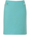 With classic sixties styling, this super chic wool skirt brings retro-inspired appeal to your workweek look - Button tab detailed at waist with gold-tone buttons, A-line silhouette, concealed side zip closure - Pair with a feminine blouse, a cashmere cardigan, and peep-toe pumps