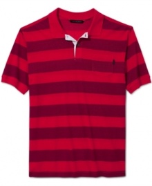 Sporty meets stylish. This striped polo shirt from Sean John scores big in your casual wardrobe. Sporty meets stylish. This striped polo shirt from Sean John scores big in your casual wardrobe.