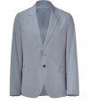 Elegant suit jacket made ​.​.of fine, light gray cotton - Comfortable, easy fit with flattering, classic shape - Deep, narrow-cut lapel - Single breasted with two buttons, flap pockets and chest pocket - Perfect jacket for the office with crisp shirt and matching suit pants