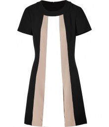 Work a modern-retro edge into your outfit with Rachel Zoes colorblocked shift, detailed in cool nude hues, both bold and easy-to-wear - Round neckline, short sleeves, pleat-detailed front hemline, hidden back zip - Fitted top, flared skirt - Wear with flats and bright leather accessories Work a modern-retro edge into your outfit with Rachel Zoes colorblocked shift, detailed in cool nude hues, both bold and easy-to-wear - Round neckline, short sleeves, pleat-detailed front hemline, hidden back zip - Fitted top, flared skirt - Wear with flats and bright leather accessories