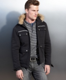 A jacket with casual hoodie style is a must-have addition to your seasonal wardrobe and this one from INC has it to spare. A jacket with casual hoodie style is a must-have addition to your seasonal wardrobe and this one from INC has it to spare.