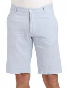 THE LOOKThin seersucker designBanded waist with belt loopsConcealed zip fly with button closureSide seam pocketsBack dartsBack welt pocketsTHE FITRise, about 10Inseam, about 11THE MATERIALCottonPartially linedCARE & ORIGINMachine washImported THE LOOKThin seersucker designBanded waist with belt loopsConcealed zip fly with button closureSide seam pocketsBack dartsBack welt pocketsTHE FITRise, about 10Inseam, about 11THE MATERIALCottonPartially linedCARE & ORIGINMachine washImported