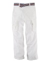 Rendered in lightweight woven cotton, this essential cargo pant features the requisite multiple pockets for true utilitarian style.