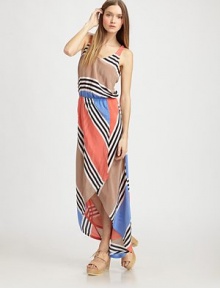 Bold, variegated stripes highlights supple matte silk in this effortless blouson maxi.ScoopneckSleevelessBlouson bodiceElastic waistHigh-low hemAbout 60 from natural waistSilkImportedPattern may varyModel shown is 5'9½ (176cm) wearing US size Small. Bold, variegated stripes highlights supple matte silk in this effortless blouson maxi.ScoopneckSleevelessBlouson bodiceElastic waistHigh-low hemAbout 60 from natural waistSilkImportedPattern may varyModel shown is 5'9½ (176cm) wearing US size Small.