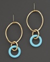 A classic with a touch of color, Faraone Mennella's triple ring earrings feature 18K yellow gold with turquoise accents. Designed by Faraone Mennella.