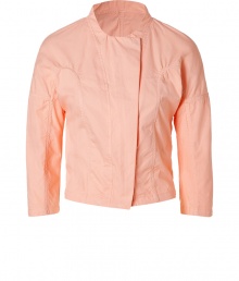With a retro look and delicious shade of peach, See by Chlo?s cotton jacket is a playful-chic choice - Round neckline, bracelet-length sleeves, hidden zippered cuffs, dropped shoulders, off-center hidden front closures, tailored seaming, elasticized back detail - Cropped, tailored fit - Wear with an elevated jeans-and-tee ensemble, or try over a colorful print dress With a retro look and delicious shade of peach, See by Chlo?s cotton jacket is a playful-chic choice - Round neckline, bracelet-length sleeves, hidden zippered cuffs, dropped shoulders, off-center hidden front closures, tailored seaming, elasticized back detail - Cropped, tailored fit - Wear with an elevated jeans-and-tee ensemble, or try over a colorful print dress