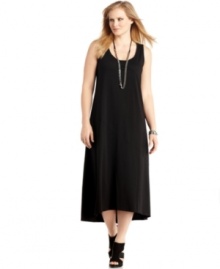 DKNYC's sleeveless plus size maxi dress is a must-have basic for your day to date night wardrobe!