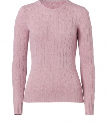 Luxe basics anchor any modern wardrobe, and Ralph Laurens pale pink pullover proves an elegant indispensable - Sumptuousl soft cashmere cable knit - Fitted, feminine cut tapers through waist - Long sleeves and classic crew neck - Ribbed trim at cuffs and hem - Versatile and polished, seamlessly goes from work to weekend - Pair with everything from pencil skirts and suit trousers to skinny denim and leather pants Luxe basics anchor any modern wardrobe, and Ralph Laurens pale pink pullover proves an elegant indispensable - Sumptuousl soft cashmere cable knit - Fitted, feminine cut tapers through waist - Long sleeves and classic crew neck - Ribbed trim at cuffs and hem - Versatile and polished, seamlessly goes from work to weekend - Pair with everything from pencil skirts and suit trousers to skinny denim and leather pants