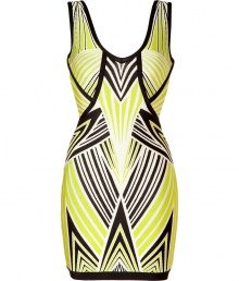Electrify your after-dark looks with Herv? L?gers striking tri-tone printed bandage dress - Scoop neck, sleeveless, bandage style with figure-hugging multi-panels, concealed back zip closure - Extra form-fitting - Style with platform pumps and a statement clutch Electrify your after-dark looks with Herv? L?gers striking tri-tone printed bandage dress - Scoop neck, sleeveless, bandage style with figure-hugging multi-panels, concealed back zip closure - Extra form-fitting - Style with platform pumps and a statement clutch
