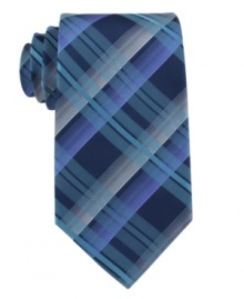 Plaid goes modern with bold colors on this power tie from Kenneth Cole Reaction. Plaid goes modern with bold colors on this power tie from Kenneth Cole Reaction.