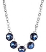 A fantastic five. This frontal necklace from Kenneth Cole New York is crafted from silver-tone mixed metal with five blue faceted glass beads providing a stylish touch. Approximate length: 16 inches + 3-inch extender. Approximate drop: 3/4 inches.