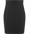 Luxurious pencil skirt in black synthetic fiber/rayon blend - classic slim pencil cut, high waist - pleasant mid-thigh length - figure flattering, you never wore a skirt which shapes such curves and has a slimming effect - works at the office with a blazer and blouse, in the evening wih a tunic and sandals