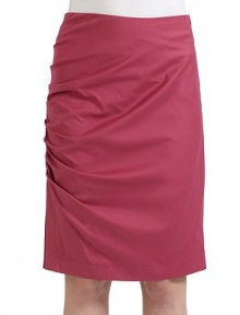 THE LOOKRuched detail down sideInvisible side zip with hook-and-eye closureSlit at side hemTHE FITAbout 21 longTHE MATERIAL80% cotton/18% polyamide/2% spandexFully linedCARE & ORIGINDry cleanImportedModel shown is 5'10 (177cm) wearing US size 4. THE LOOKRuched detail down sideInvisible side zip with hook-and-eye closureSlit at side hemTHE FITAbout 21 longTHE MATERIAL80% cotton/18% polyamide/2% spandexFully linedCARE & ORIGINDry cleanImportedModel shown is 5'10 (177cm) wearing US size 4.