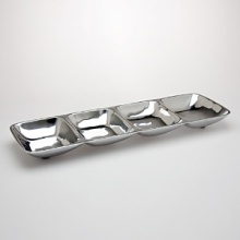 Use these metal multi-functional serving pieces for snacks and condiments. Use these metal multi-functional serving pieces for snacks and condiments.