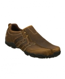 Cool comfort and modern attitude team up to put a fresh twist on these smooth bike toe loafers from Skechers. (Clearance)