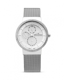 Silver Steel Mesh Chronograph Watch, 37mm