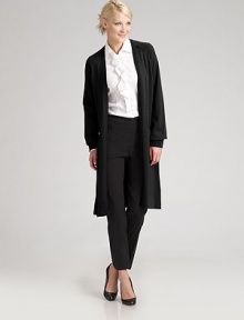 EXCLUSIVELY AT SAKS. Trim, abbreviated capri pants balance shorter jackets and leaner knits. No-waistband styling Front darts Side zipper Back stitched-down creases Italian virgin wool/elastane Dry clean Made in ItalyOUR FIT MODEL RECOMMENDS ordering true size.. EXCLUSIVELY AT SAKS. Trim, abbreviated capri pants balance shorter jackets and leaner knits. No-waistband styling Front darts Side zipper Back stitched-down creases Italian virgin wool/elastane Dry clean Made in ItalyOUR FIT MODEL RECOMMENDS ordering true size..
