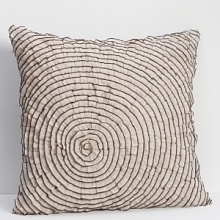 Fashioned with ruffled frills, the pattern on this sham is reminiscent of tree rings. Fashioned with ruffled frills, the pattern on this sham is reminiscent of tree rings.