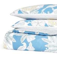 Exotic birds, botanicals and Asian-inspired architectural elements infuse this bedding collection with global flair. Duvet sets feature the exotic print and bold pops of blue and marigold on 230-thread count sateen, with a suiting stripe on the reverse. Exotic birds, botanicals and Asian-inspired architectural elements infuse this bedding collection with global flair. Duvet sets feature the exotic print and bold pops of blue and marigold on 230-thread count sateen, with a suiting stripe on the reverse.
